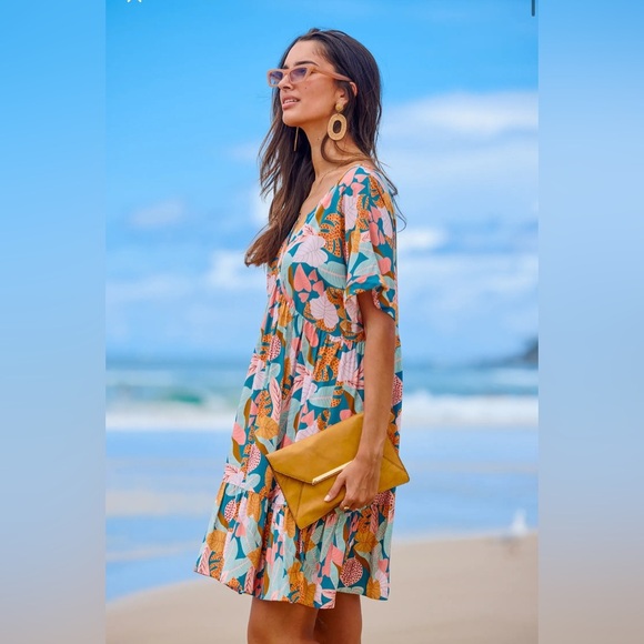 Floral V-Neck Swim Cover-Up Dress - Picture 3 of 11